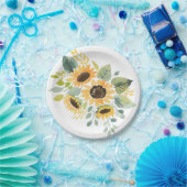 Waterverf Zonnebloem Baby shower Papieren Bordje (Feest)