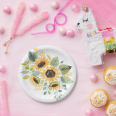 Waterverf Zonnebloem Baby shower Papieren Bordje (Feest)