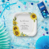 Waterverf Zonnebloem Baby shower Papieren Bordje (Feest)