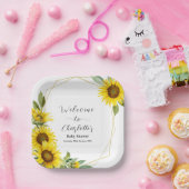 Waterverf Zonnebloem Baby shower Papieren Bordje (Feest)
