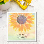 Waterverf Zonnebloem Baby shower Servet