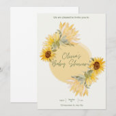 Waterverf Zonnebloem Baby shower Uitnodiging (Voorkant / Achterkant)