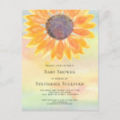 Waterverf Zonnebloem Baby shower Uitnodiging Briefkaart (Voorkant)