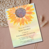 Waterverf Zonnebloem Baby shower Uitnodiging Briefkaart