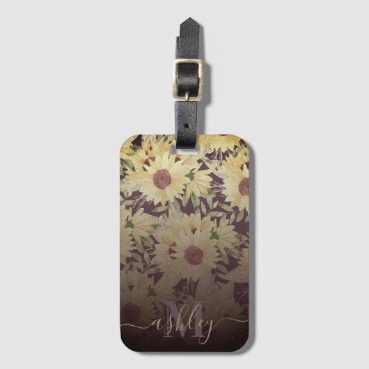 Waterverf Zonnebloem Bagagelabel (Voorkant (verticaal))