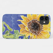 Waterverf Zonnebloem Batik Blue en Gele Floral Case-Mate iPhone Case (Achterkant (horizontaal))