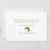 Waterverf Zonnebloem begrafenis Dank u Bedankkaart (Achterkant)