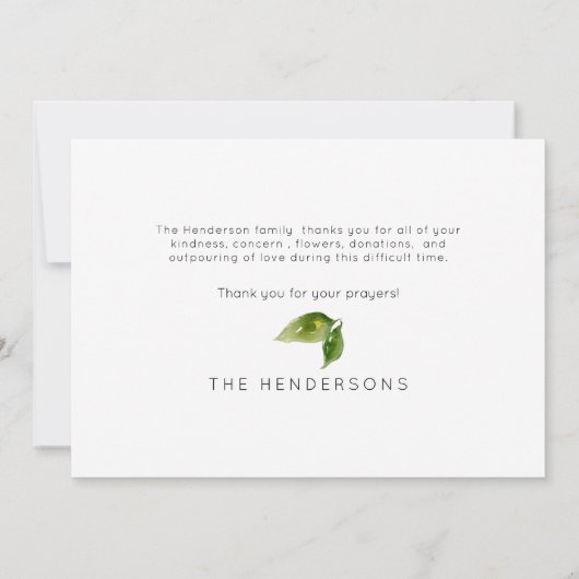 Waterverf Zonnebloem begrafenis Dank u Bedankkaart (Achterkant)