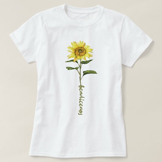 Waterverf Zonnebloem Bendicenos T-Shirt (Design voorkant)