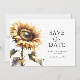 Waterverf Zonnebloem Bewaar de datum Save The Date