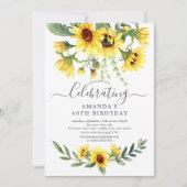 Waterverf Zonnebloem Birthday Party Kaart (Voorkant)