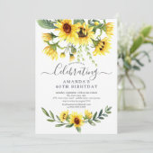 Waterverf Zonnebloem Birthday Party Kaart (Staand voorkant)
