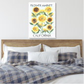 Waterverf Zonnebloem Bloem Bloemstuk Canvas Afdruk (Insitu (Slaapkamer))