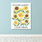 Waterverf Zonnebloem Bloem Bloemstuk Canvas Afdruk (Insitu (Houten vloer))