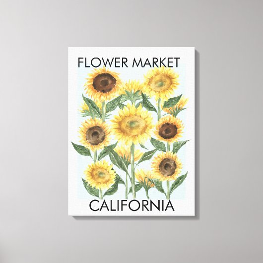 Waterverf Zonnebloem Bloem Bloemstuk Canvas Afdruk (Voorkant)