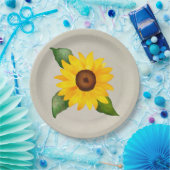 Waterverf Zonnebloem Bloem Geel beige Papieren Bordje (Feest)