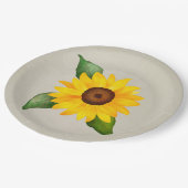 Waterverf Zonnebloem Bloem Geel beige Papieren Bordje (Gekanteld)