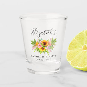 Waterverf Zonnebloem Bloemen Bachelorette Party Shot Glas