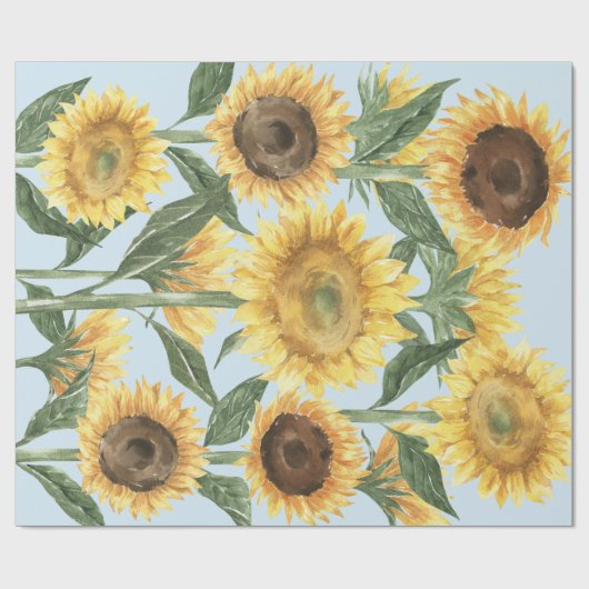 Waterverf Zonnebloem Bloemen Bloemen Cadeaupapier (Vlak)