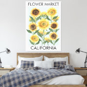 Waterverf Zonnebloem Bloemen Bloemen Canvas Afdruk (Insitu (Slaapkamer))