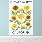 Waterverf Zonnebloem Bloemen Bloemen Canvas Afdruk (Insitu (Houten vloer))
