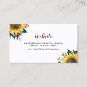 Waterverf Zonnebloem Bloemen Bruiloft Website Kaar Visitekaartje (Voorkant)