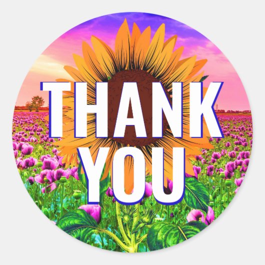 Waterverf Zonnebloem - Bloemen Dank u Sticker (Voorkant)
