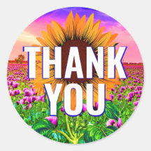 Waterverf Zonnebloem - Bloemen Dank u Sticker