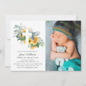 waterverf zonnebloem bloemen Doop Kaart (Voorkant)