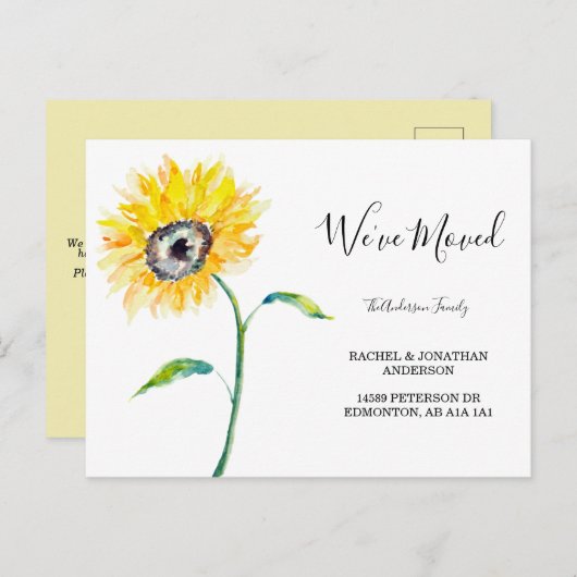 Waterverf Zonnebloem Bloemen Eenvoudig We zijn ver Briefkaart (Voorkant / Achterkant)