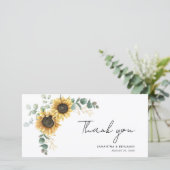 Waterverf Zonnebloem Bloemen Eucalyptus Huwelijk Bedankkaart (Staand voorkant)