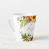 Waterverf Zonnebloem Bloemen Geel Naam Latte Mok (Linkerhoek)