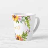 Waterverf Zonnebloem Bloemen Geel Naam Latte Mok (Rechterhoek)