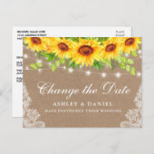 Waterverf Zonnebloem Bloemen Kraft Wijzig de datum Briefkaart (Voorkant / Achterkant)