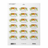 Waterverf Zonnebloem Bloemen Retouradres Etiket (Full Sheet)