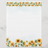 Waterverf Zonnebloem Bloemen Stationery gevoerd pa (Achterkant)