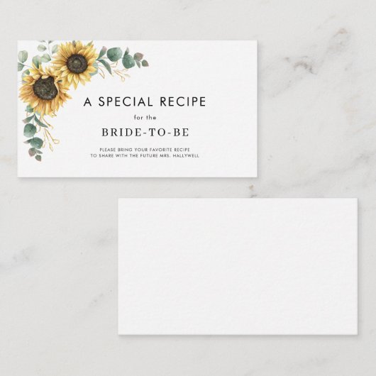 Waterverf Zonnebloem Bloemen Vrijgezellenfeest Rec Informatiekaartje (Voorkant / Achterkant)