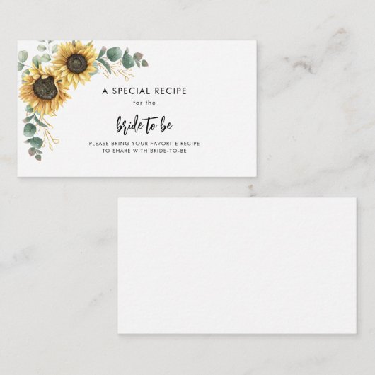 Waterverf Zonnebloem Bloemen Vrijgezellenfeest Rec Informatiekaartje (Voorkant / Achterkant)