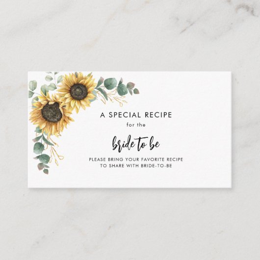 Waterverf Zonnebloem Bloemen Vrijgezellenfeest Rec Informatiekaartje (Voorkant)