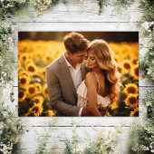 Waterverf zonnebloem bloemenbruiloft foto bedankkaart