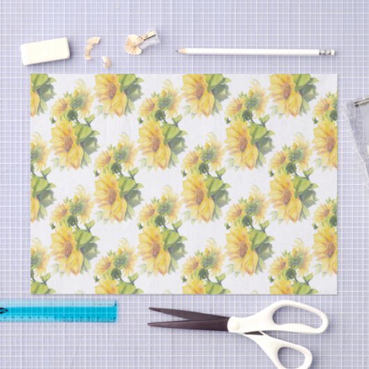 Waterverf Zonnebloem bloemenontwerp bloemenpatroon Tissuepapier (Craft)