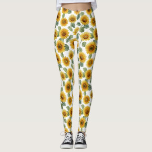 Waterverf Zonnebloem Bloempatroon Leggings