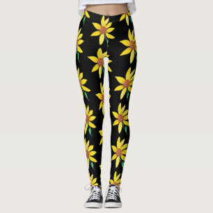 Waterverf Zonnebloem Bloemrijk Levendig Handgeschi Leggings