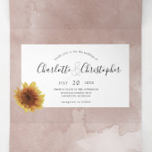 Waterverf zonnebloem blozen roze alles in een brui drieluik uitnodiging (Binnenkant midden)