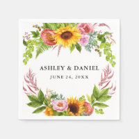 Waterverf Zonnebloem Boho Bloemen Bruiloft