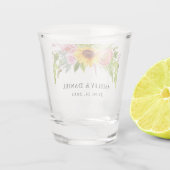 Waterverf Zonnebloem Boho Bloemen Bruiloft Shot Glas (Achterkant)