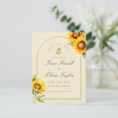 Waterverf zonnebloem boog foto Sla de datum op Briefkaart (Staand voorkant)