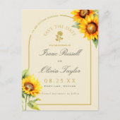 Waterverf zonnebloem boog foto Sla de datum op Briefkaart (Voorkant)