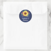 Waterverf Zonnebloem Bourgondië Roos Navy Bruiloft Ronde Sticker (Tas)