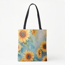 Waterverf Zonnebloem Breeze Canvas tas